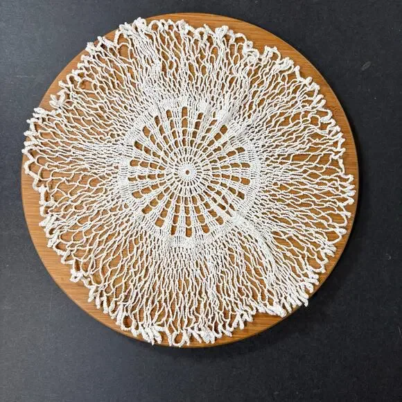 Vintage White Crochet Doily Frilly Lace Handmade Retro 13" Whimsygoth Victorian - Picture 7 of 8